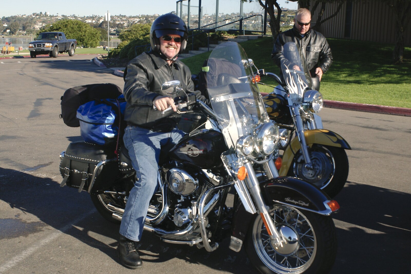 A Trip to San Diego, California, USA - 11th January 2005: A bunch of Harley boys out for a ride down the I-5