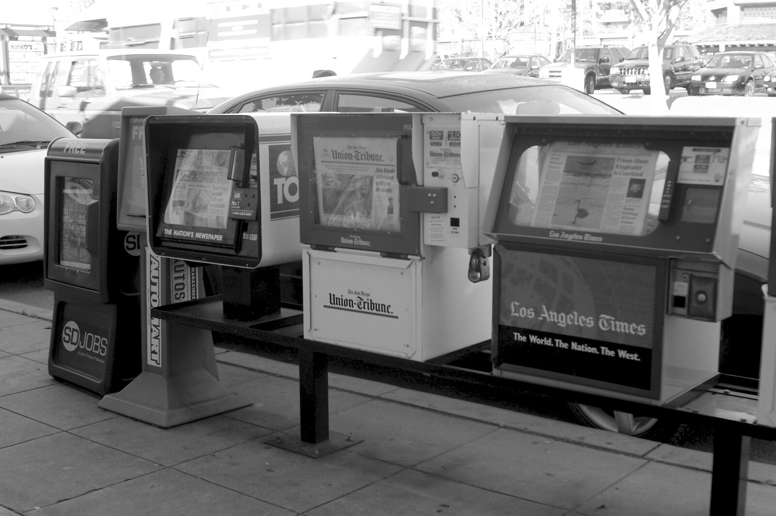 A Trip to San Diego, California, USA - 11th January 2005: US newspaper boxes