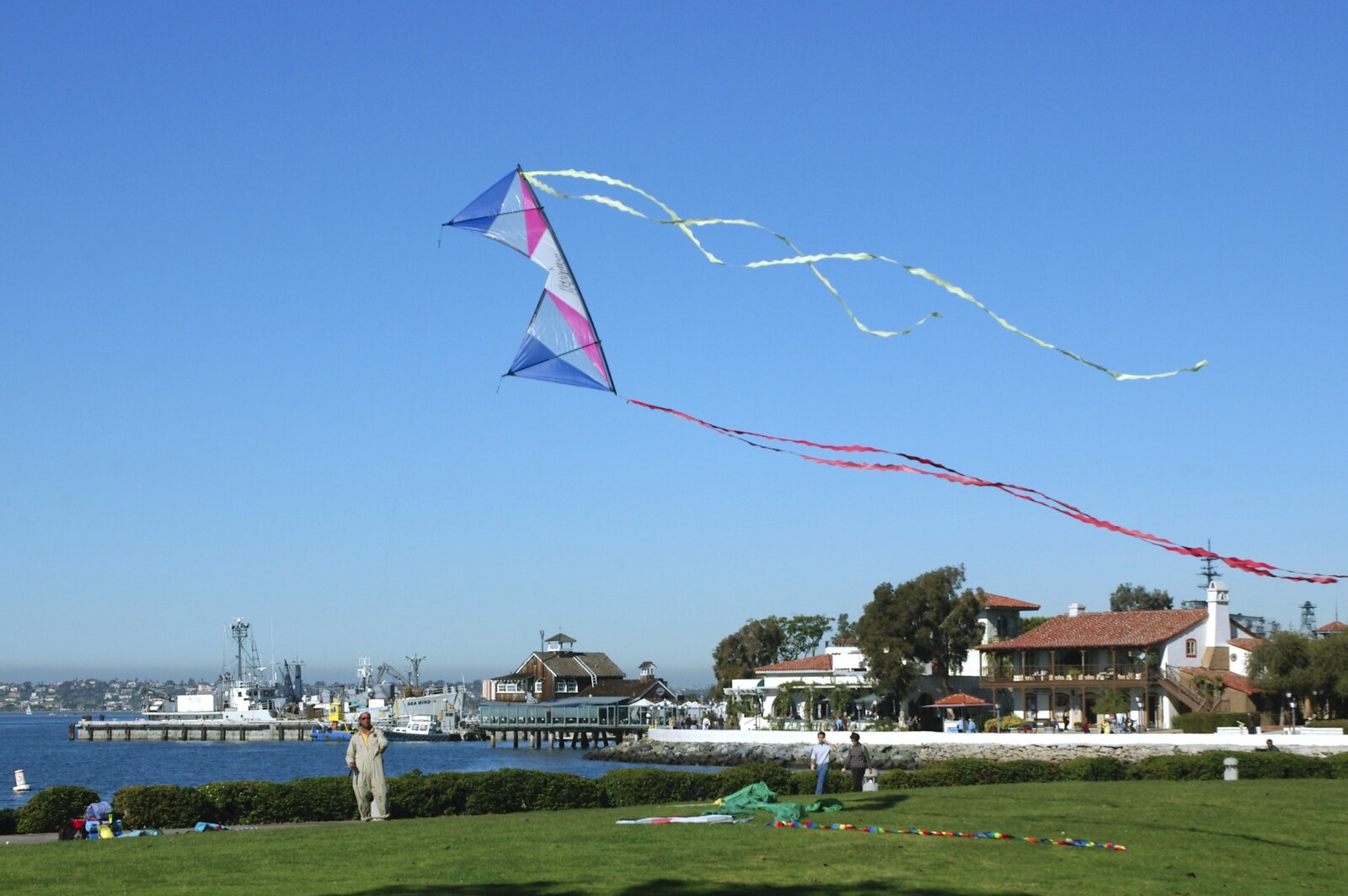A Trip to San Diego, California, USA - 11th January 2005: A kite flyer in Marina Park