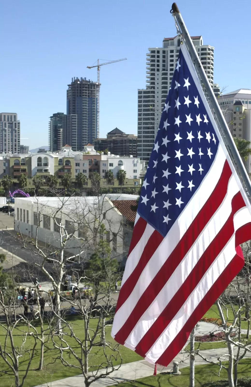 Old Glory and downtown San Diego, from A Trip to San Diego, California, USA - 11th January 2005