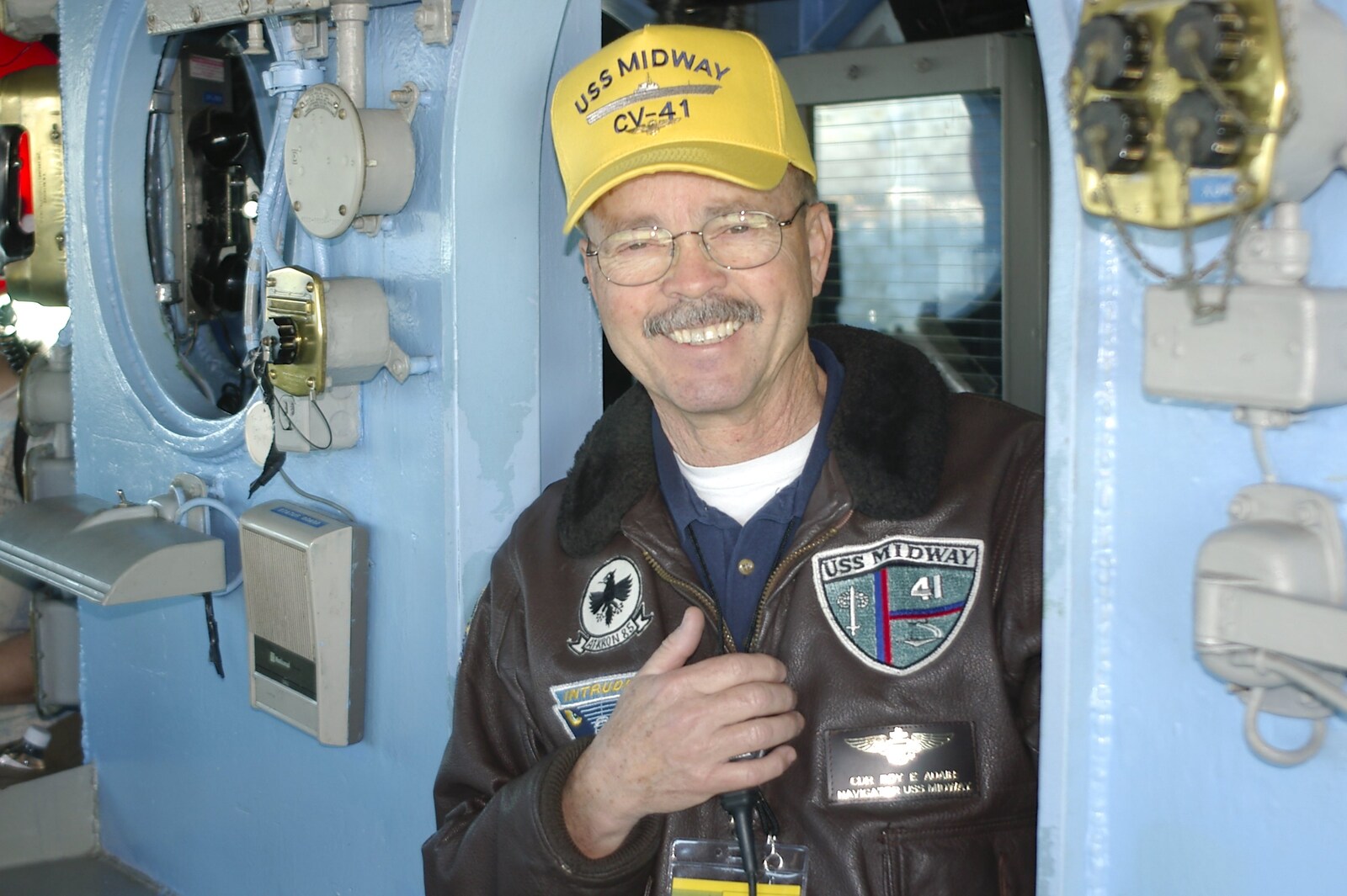 A Trip to San Diego, California, USA - 11th January 2005: A former crewman of the Midway