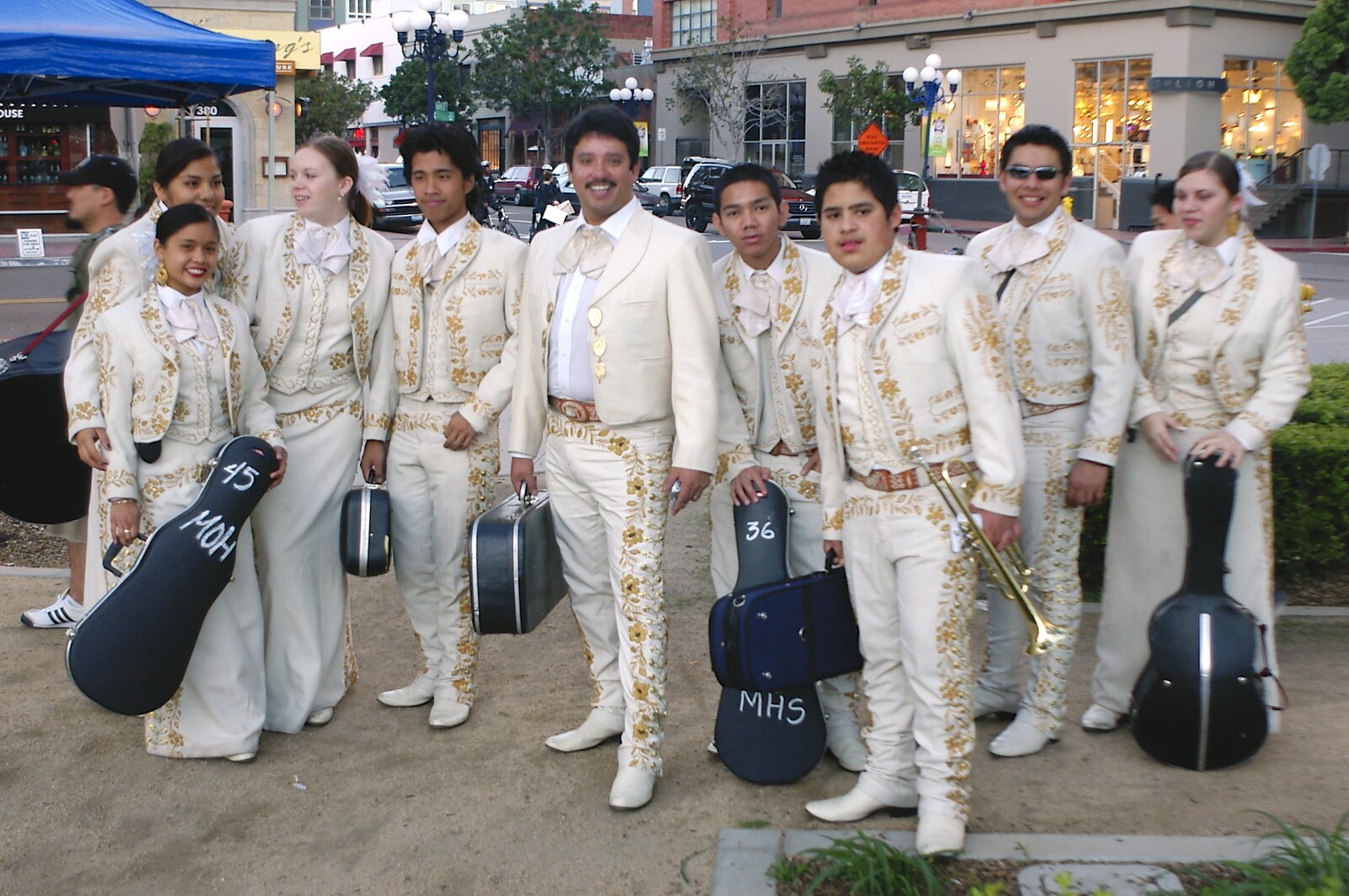 A Trip to San Diego, California, USA - 11th January 2005: Russell gets a Mariachi band to stop for a photo