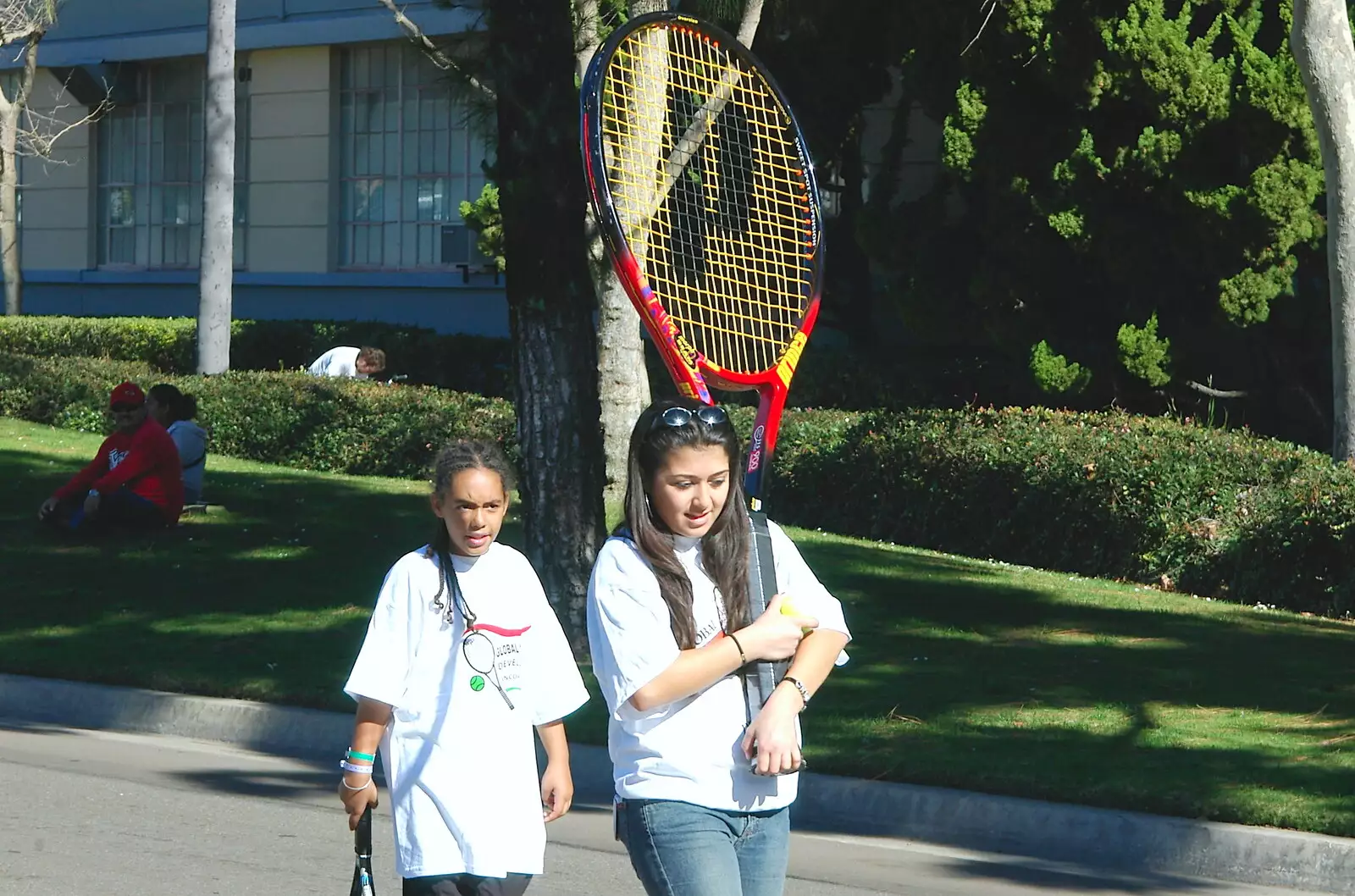 A giant oversized tennis raquet, from Martin Luther King Day and Gomez at the Belly Up, San Diego, California, US - 15th January 2005