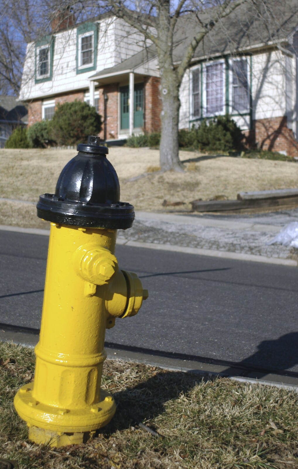 A Visit to Sprint, Overland Park, Kansas City, Missouri, US - 16th January 2005: A yellow fire hydrant, up Metcalf Avenue