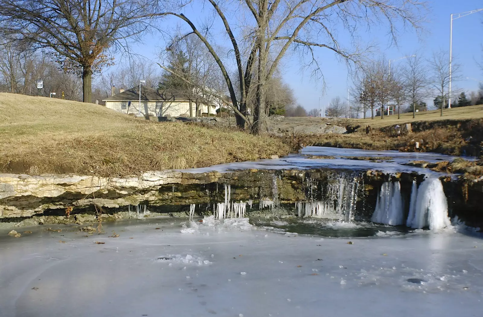 A frozen creek, from A Visit to Sprint, Overland Park, Kansas City, Missouri, US - 16th January 2005