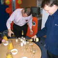 2005 Nick helps pour fizz to see Steve Ives off