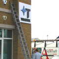 Ladders are put up to remove the old sign, A Swan Car Crash and the End of Trigenix, Brome and Cambridge - 31st January 2005