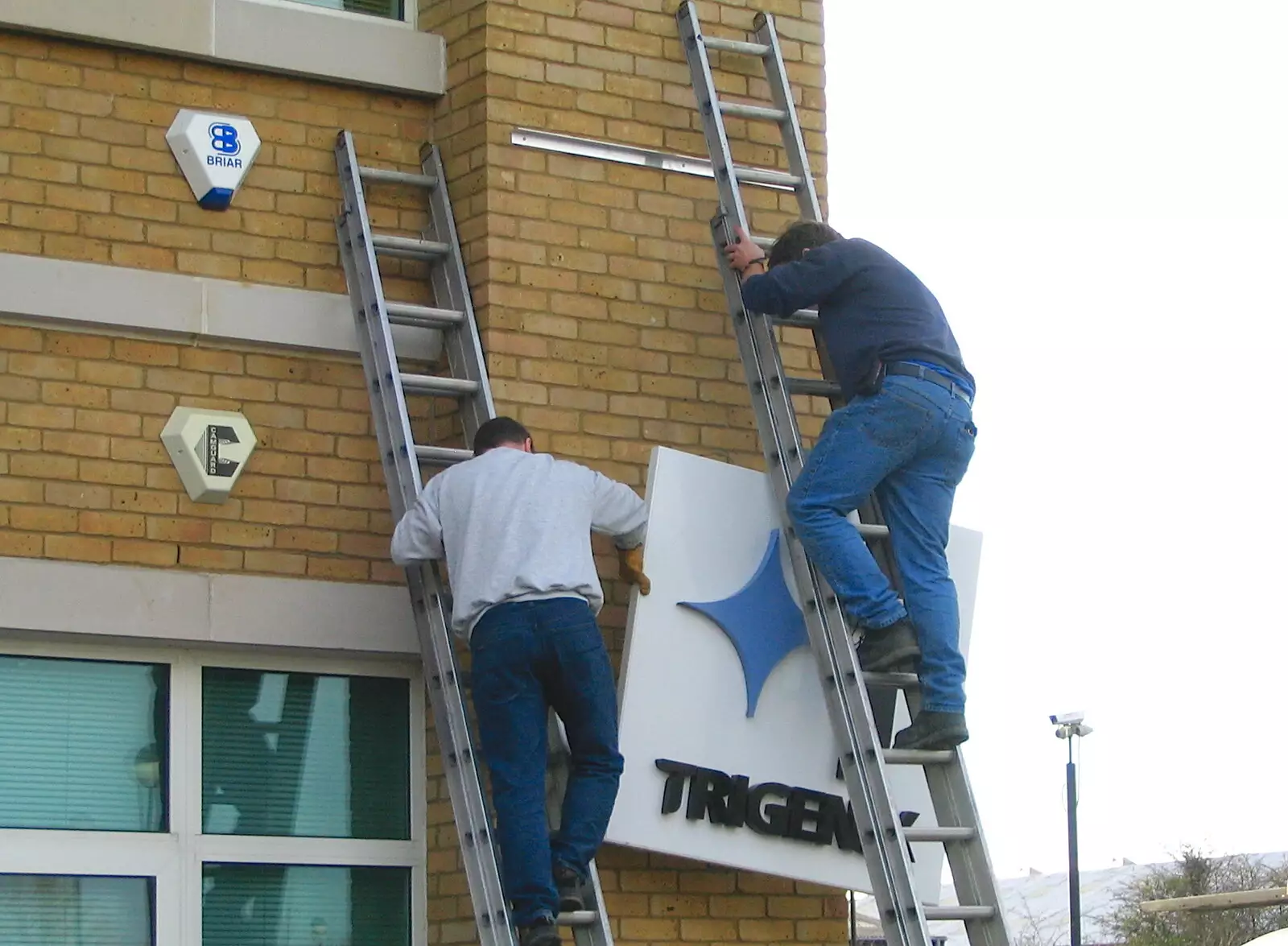 The sign is removed, from A Swan Car Crash and the End of Trigenix, Brome and Cambridge - 31st January 2005