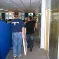 Nick and Craig carry the sign down the office, A Swan Car Crash and the End of Trigenix, Brome and Cambridge - 31st January 2005