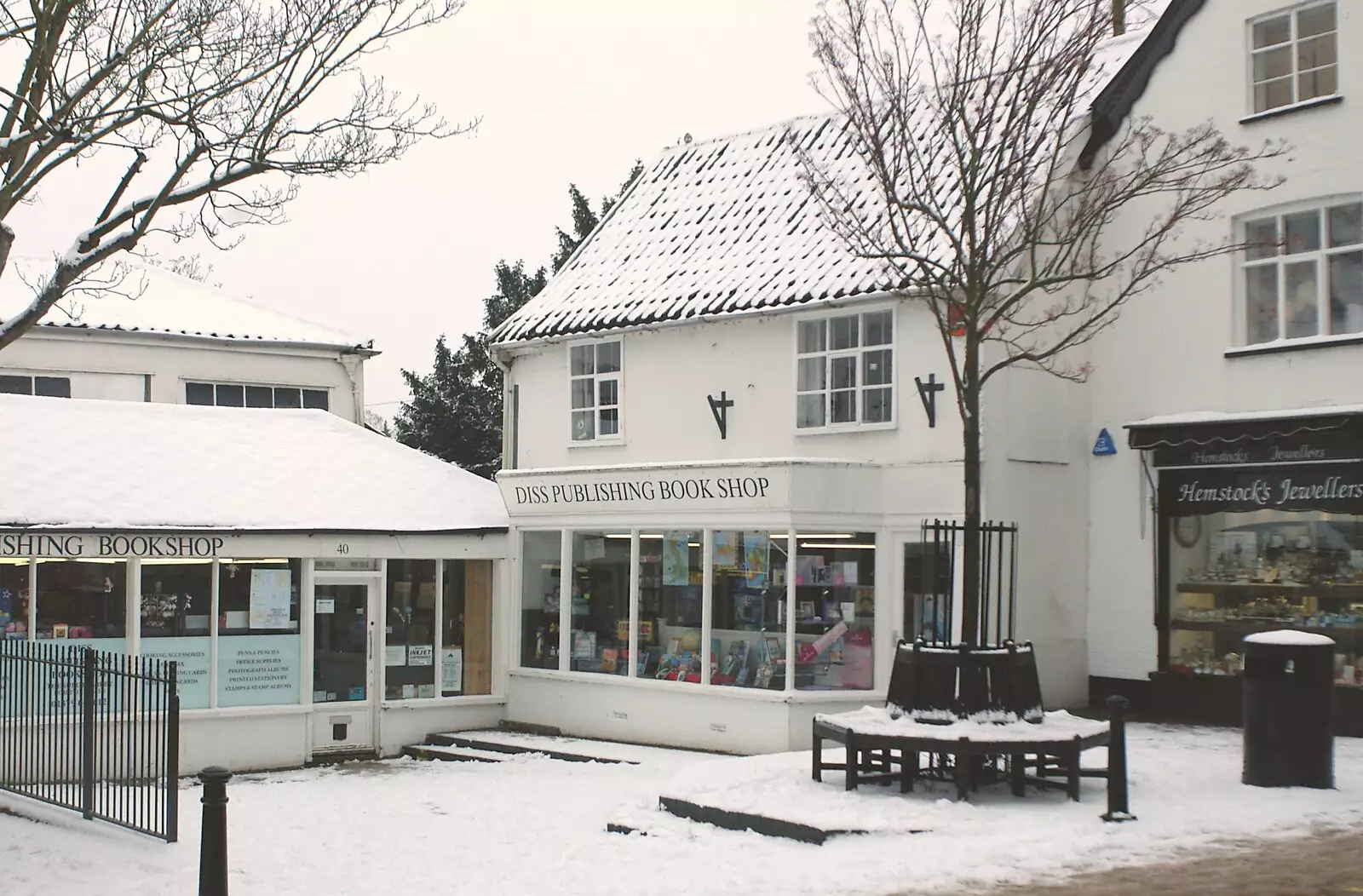 Diss Publishing book shop, from Wendy Leaves "The Lab" and a Snow Day, Cambridge and Brome - 25th February 2005