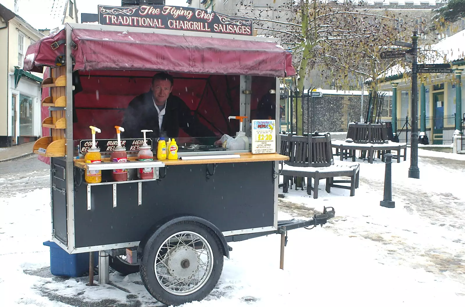 Andy the Sausage in his van, from Wendy Leaves "The Lab" and a Snow Day, Cambridge and Brome - 25th February 2005