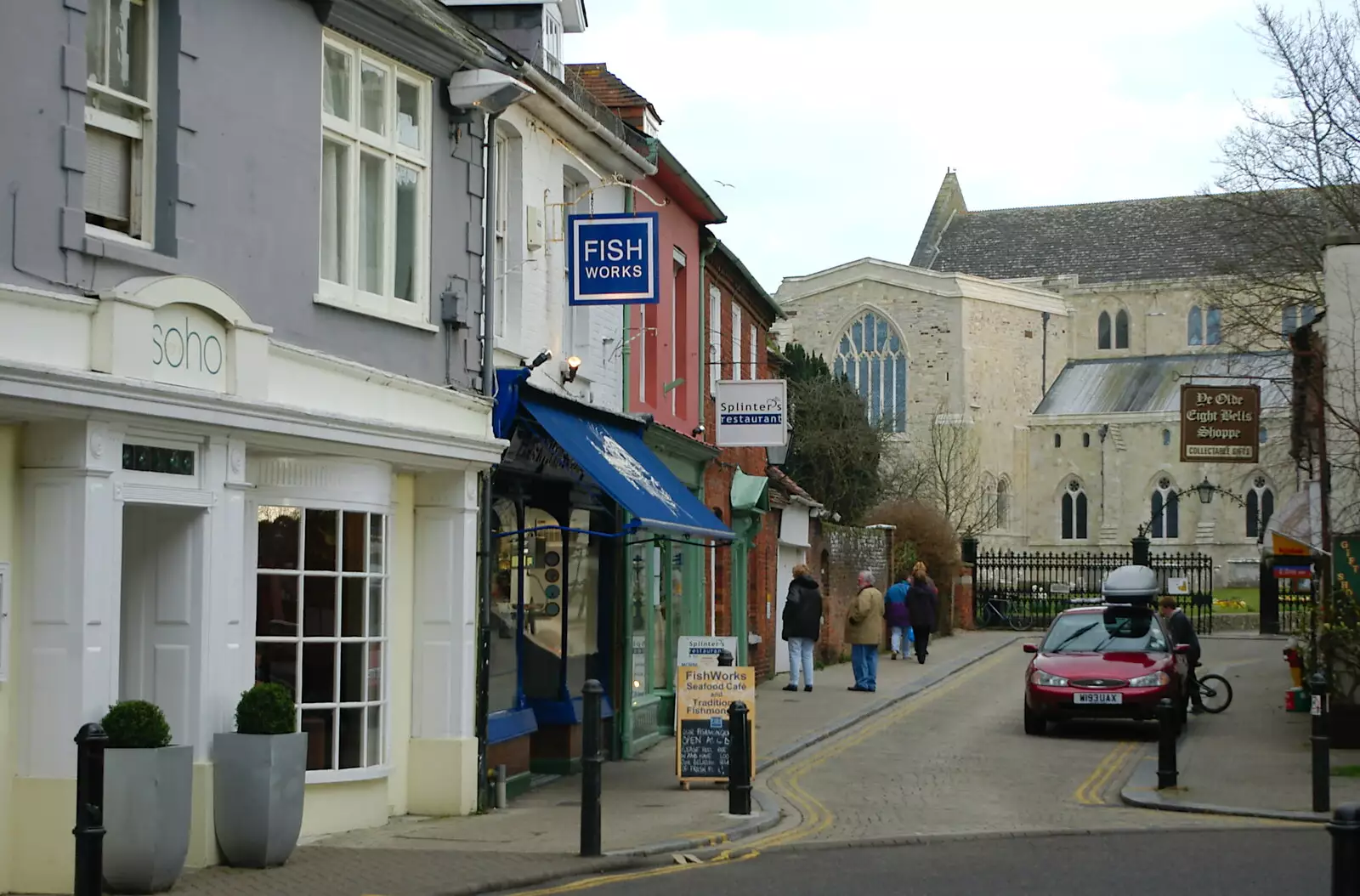 Church Street, and our destination for the night, from Mike's 70th Birthday, Christchurch, Dorset - 12th March 2005