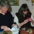 Neil and Caroline open late Christmas presents, Mike's 70th Birthday, Christchurch, Dorset - 12th March 2005