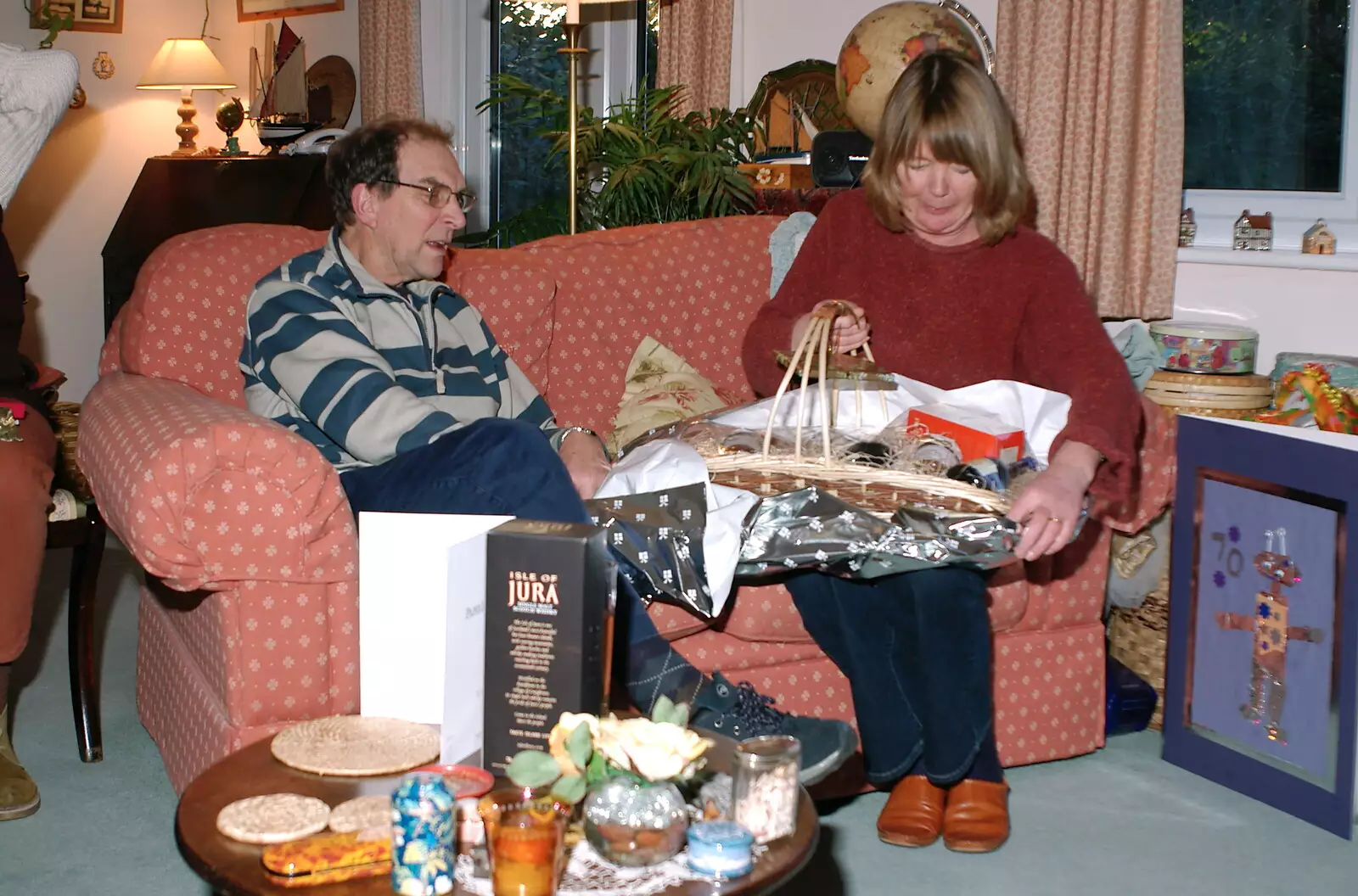 Mother opens a gift, from Mike's 70th Birthday, Christchurch, Dorset - 12th March 2005