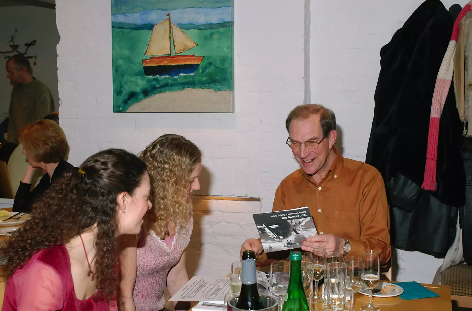 Mike reads out his gift of a rally day, from Mike's 70th Birthday, Christchurch, Dorset - 12th March 2005