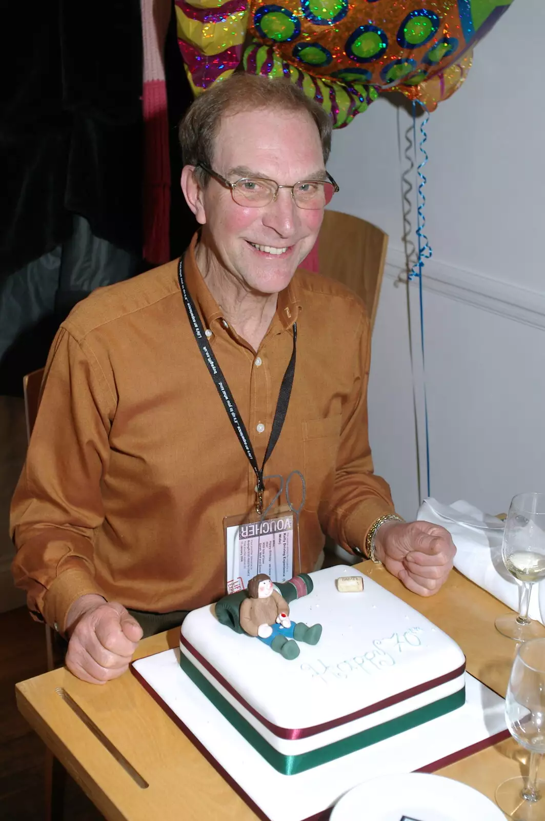 Mike and his cake, from Mike's 70th Birthday, Christchurch, Dorset - 12th March 2005