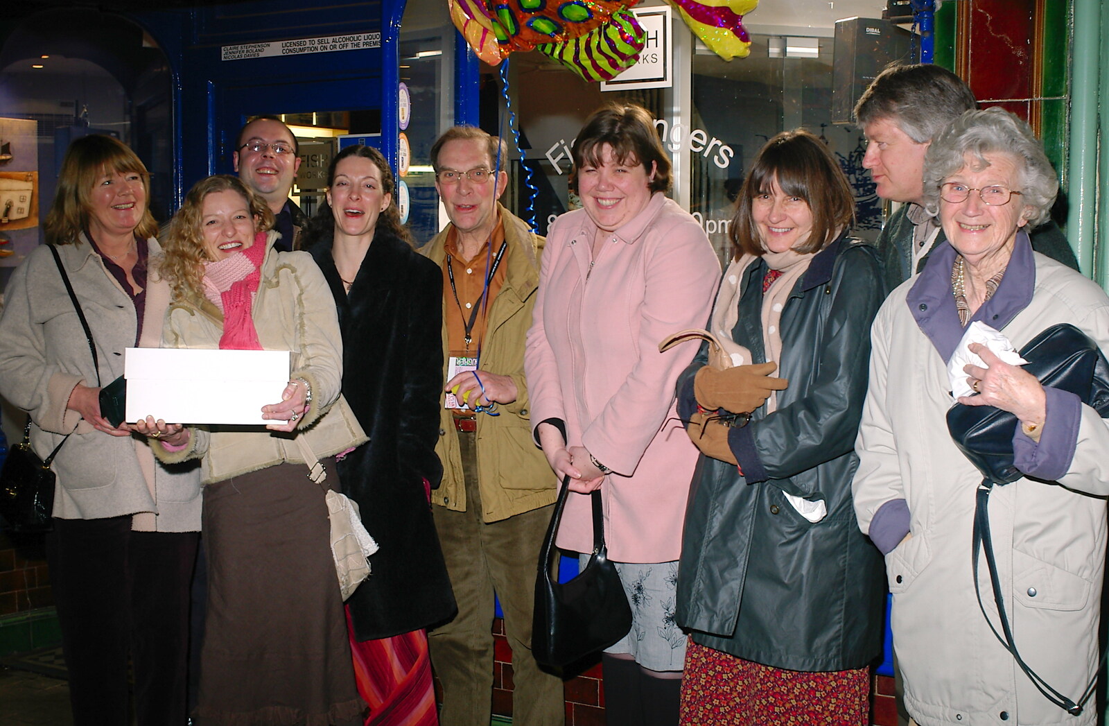 The gang outside the restaurant from Mike's 70th Birthday, Christchurch, Dorset - 12th March 2005