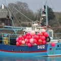A Walk Around Lymington, and Luke Leaves Qualcomm Cambridge - 13th March 2005, A fishing boat on the river at Lymington
