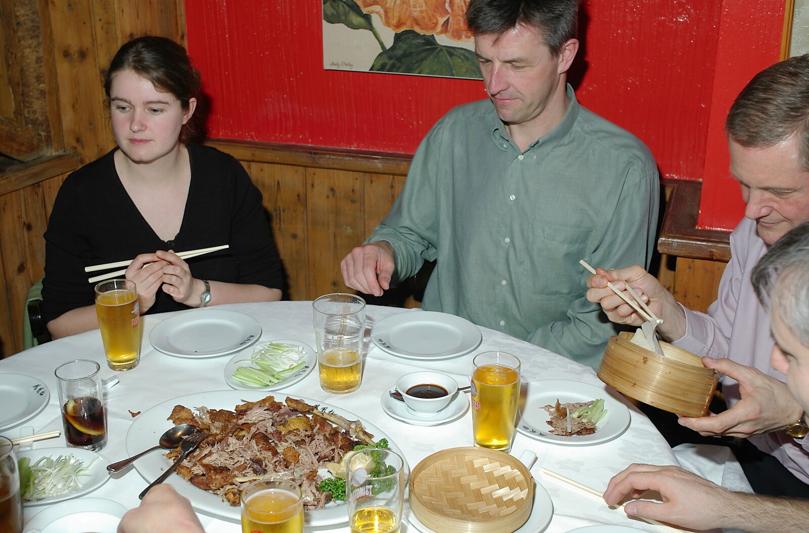 A Walk Around Lymington, and Luke Leaves Qualcomm Cambridge - 13th March 2005: Isobel gets ready with chopsticks