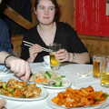 Isobel, armed with chopsticks, A Walk Around Lymington, and Luke Leaves Qualcomm Cambridge - 13th March 2005