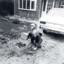 Nosher and sis, plus Dad's Hilman Hunter at Greenhill Drive, Timperley 1973