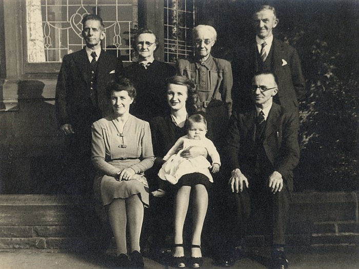 Nosher's Family History - 1880-1955: Margaret holding Janet in 1947