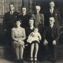 Margaret holding Janet - right, her father, top-left and right - Elsie's parents and bottom-left - Elsie (Granny). c. 1946