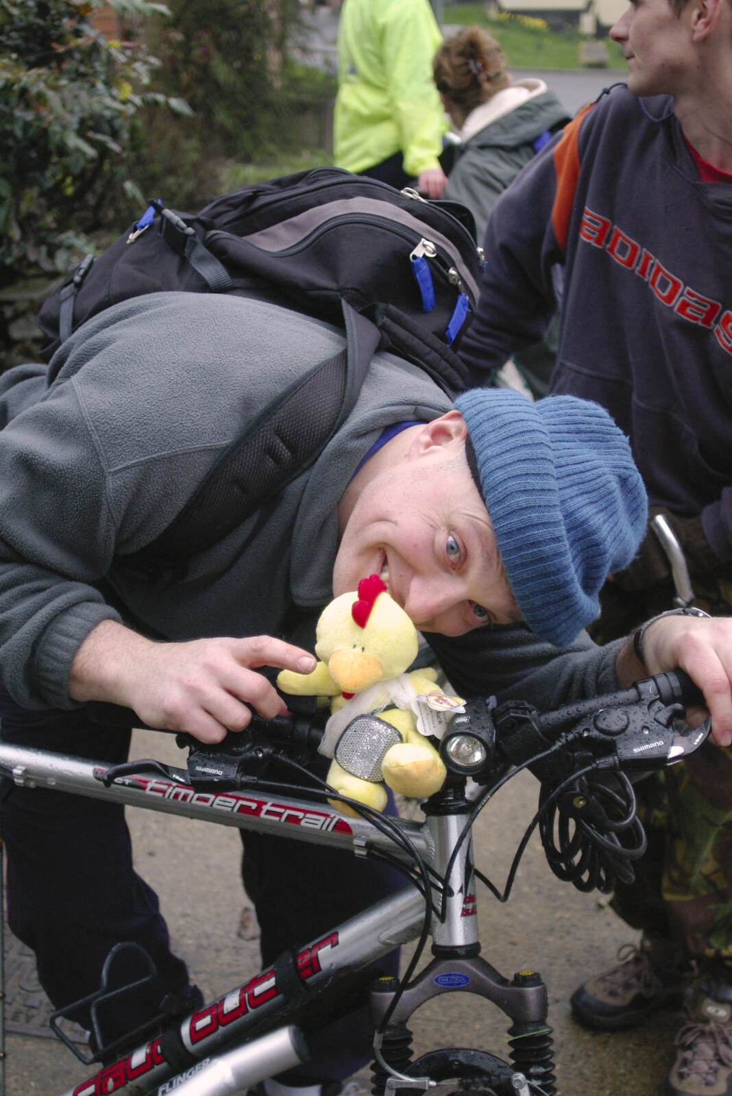 Gov shows off the chicken mascot 'Cluck' from The BSCC Easter Bike Ride, Framlingham, Suffolk - 26th March 2005