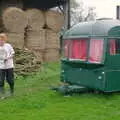 Wavy and his caravan home, Wavy and the Milking Room, Dairy Farm, Thrandeston, Suffolk - 28th March 2005