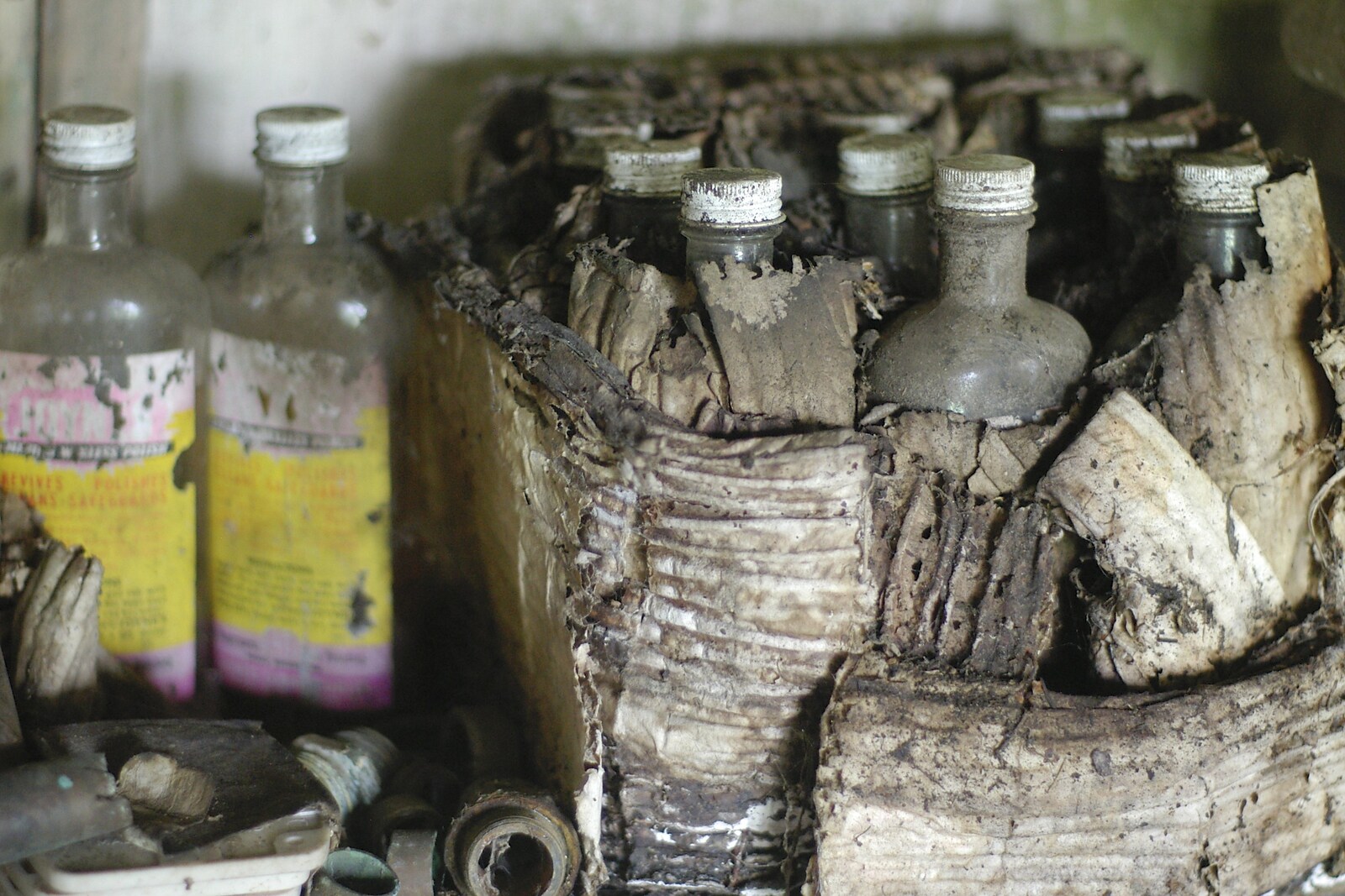 A box of old bottles from An Elegy for a Shed, Hopton, Suffolk - 28th March 2005