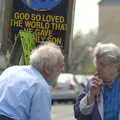 The dude captures a listener on Mere Street, Norwich Market, the BSCC at Occold, and Diss Publishing - 10th April 2005