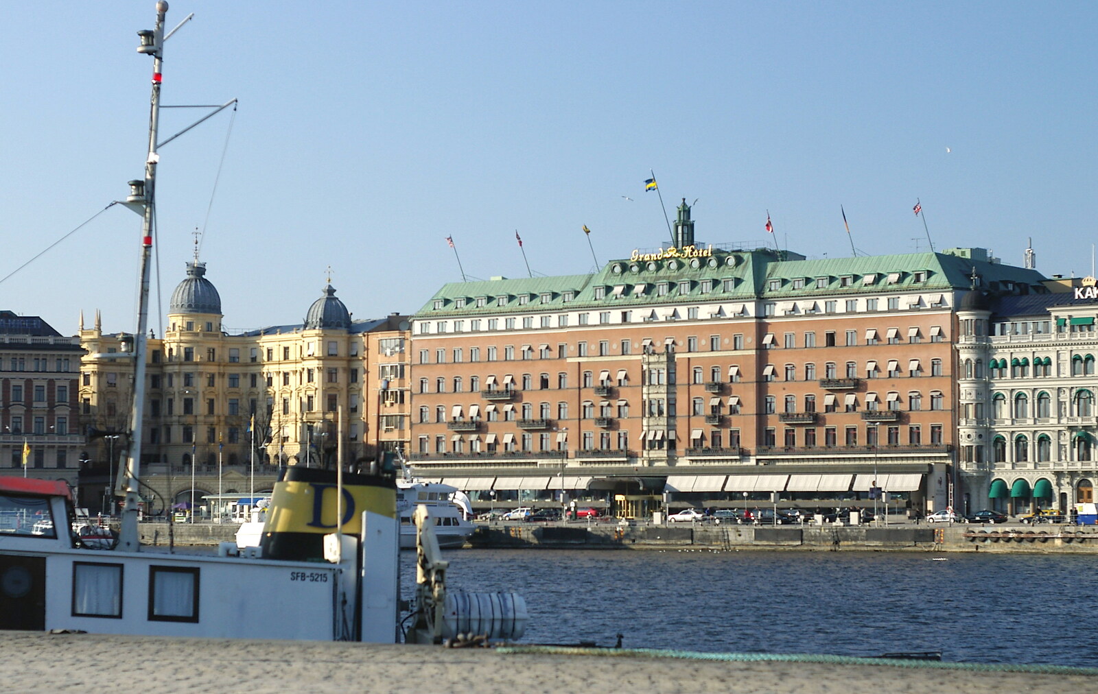 The waterfront and the Stockholm Grand Hotel from A Postcard From Stockholm: A Working Trip to Sweden - 24th April 2005