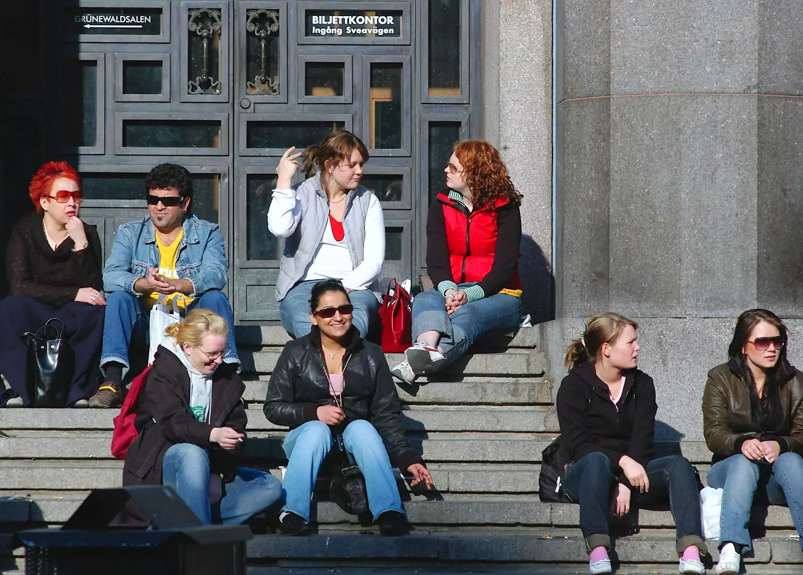 Trendy Young Swedes hang out in a market square, from A Postcard From Stockholm: A Working Trip to Sweden - 24th April 2005