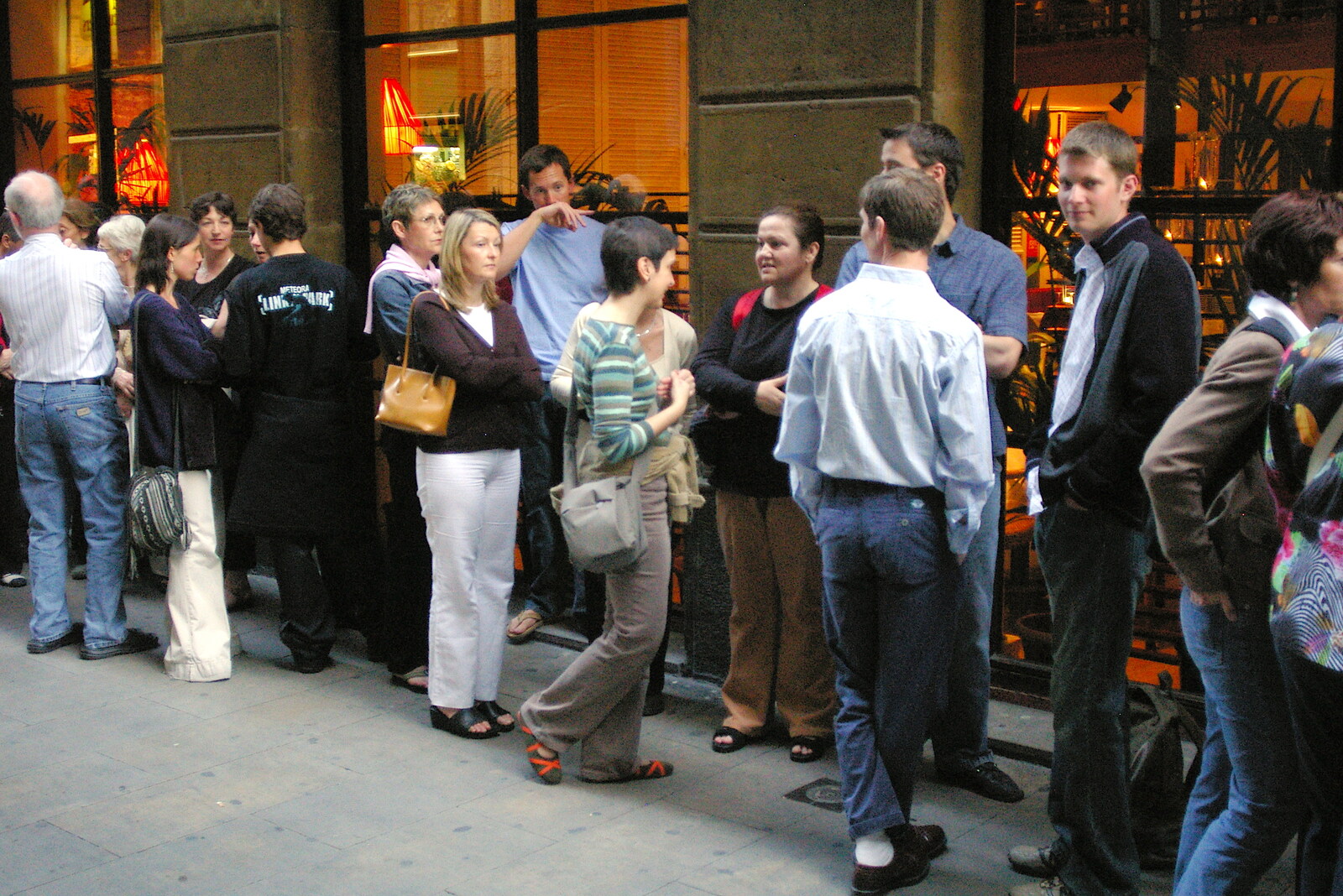 The boys are in a queue for a restaurant from A Trip to Barcelona, Catalunya, Spain - 29th April 2005