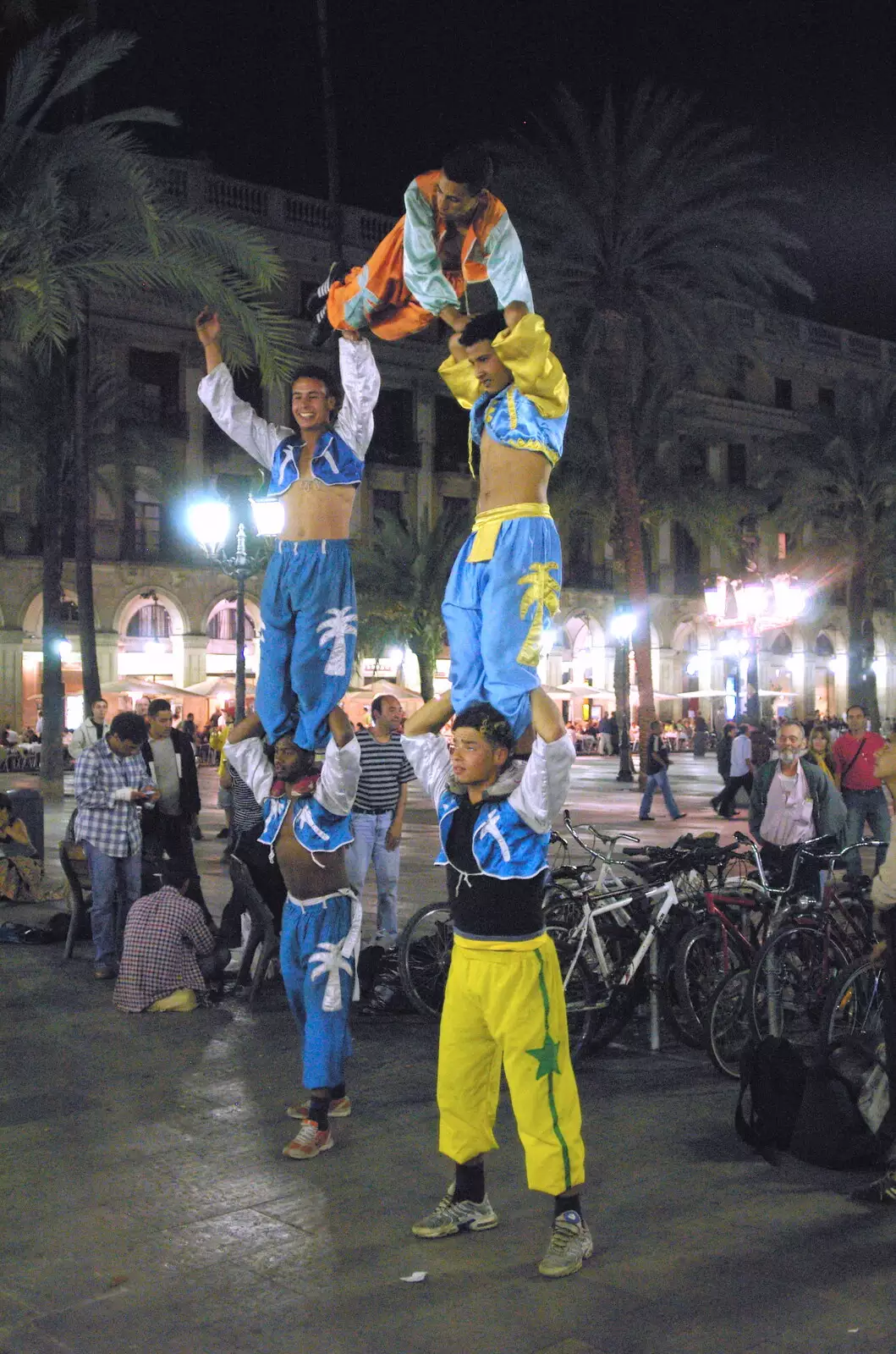 A human pyramid in Plaça Reia, from A Trip to Barcelona, Catalunya, Spain - 29th April 2005