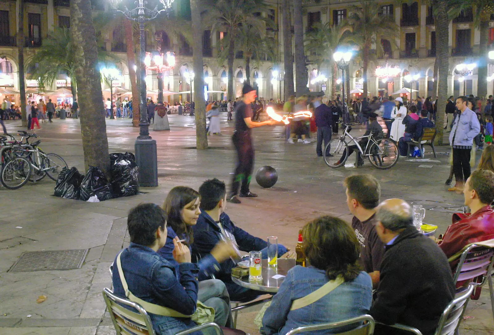 A fire-eater flings flames around, from A Trip to Barcelona, Catalunya, Spain - 29th April 2005