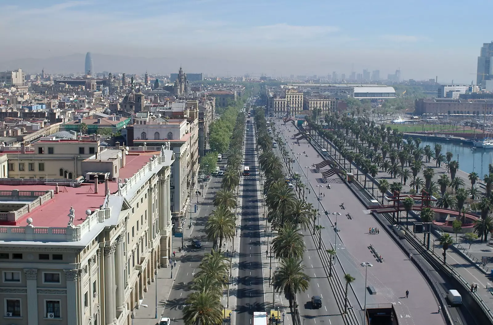 A view down Paseo Colón, from Montjuïc and Sant Feliu de Guíxols, Barcelona, Catalunya - 30th April 2005