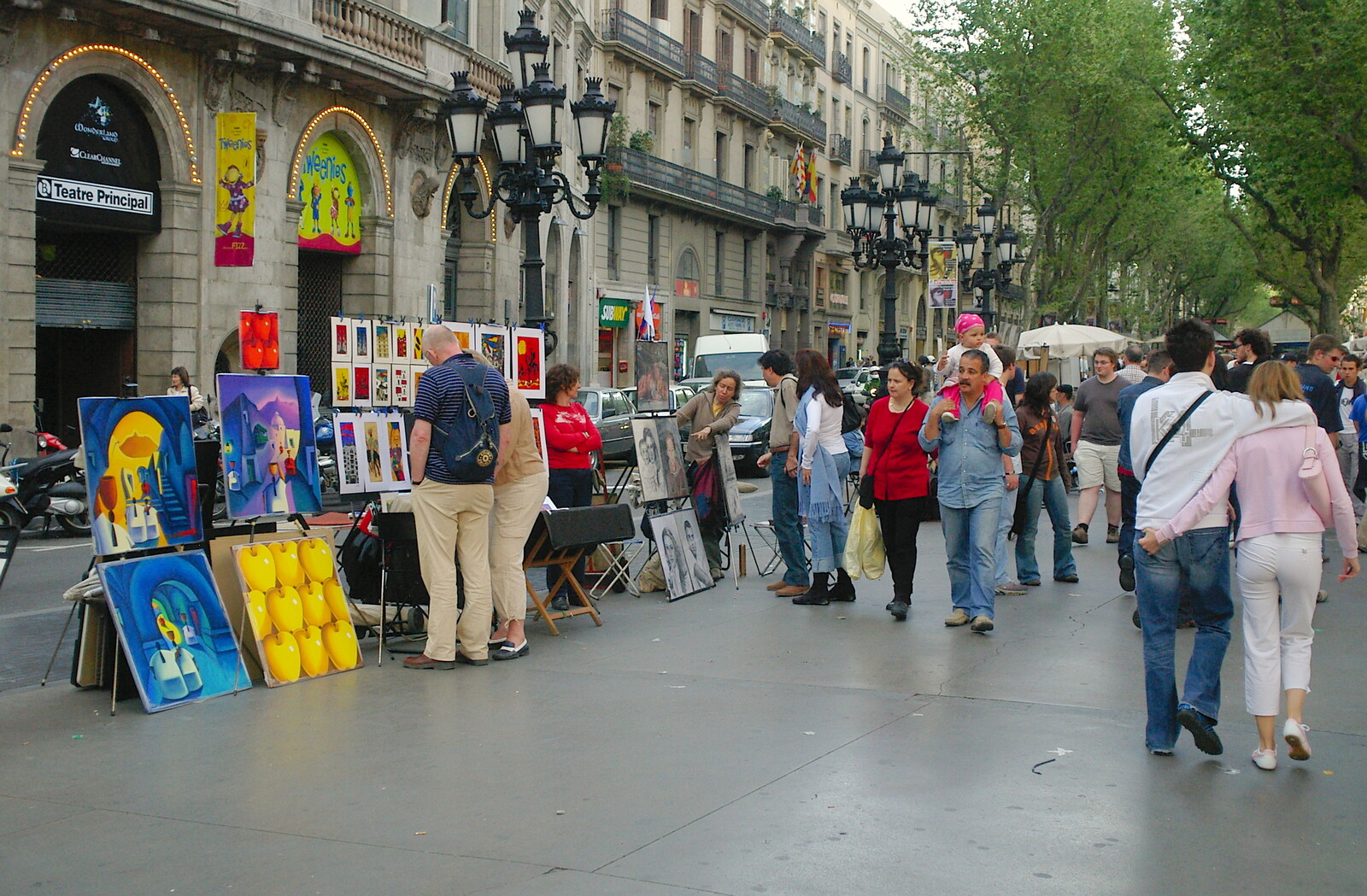 Art sales on Las Ramblas from Montjuïc and Sant Feliu de Guíxols, Barcelona, Catalunya - 30th April 2005