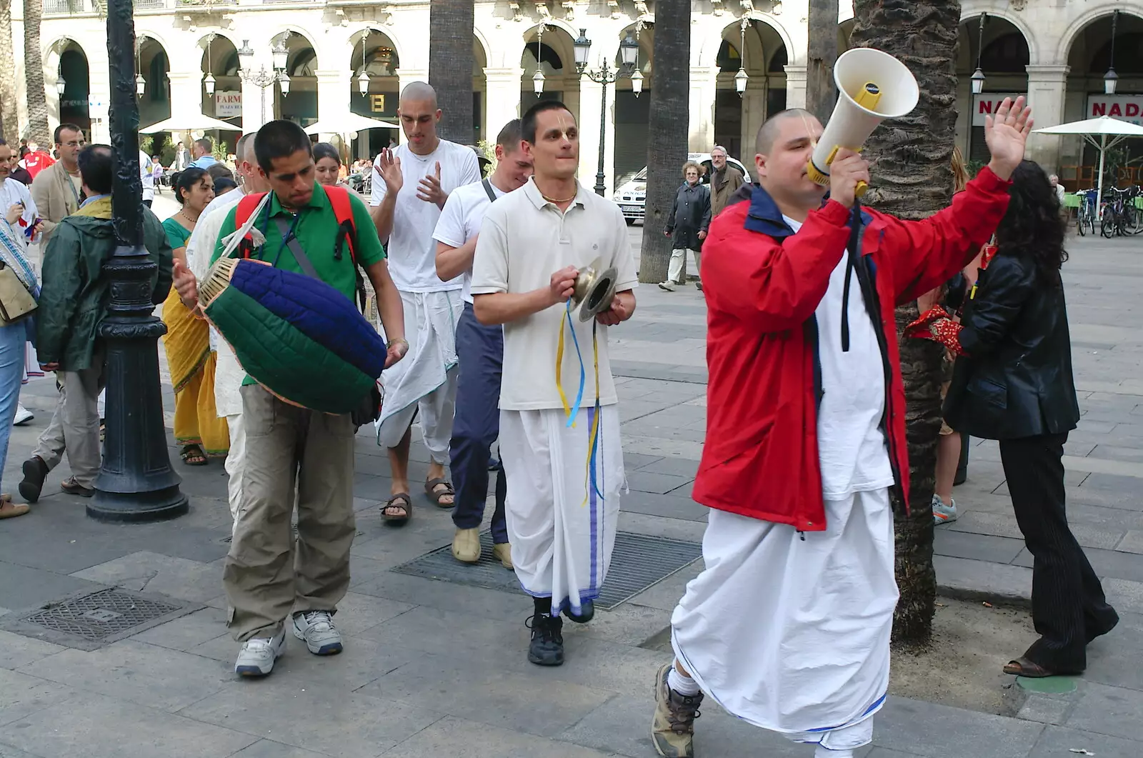 Some Hare Krishna types do their thing, from Montjuïc and Sant Feliu de Guíxols, Barcelona, Catalunya - 30th April 2005