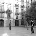 In a quiet side square, some boys play football, Montjuïc and Sant Feliu de Guíxols, Barcelona, Catalunya - 30th April 2005