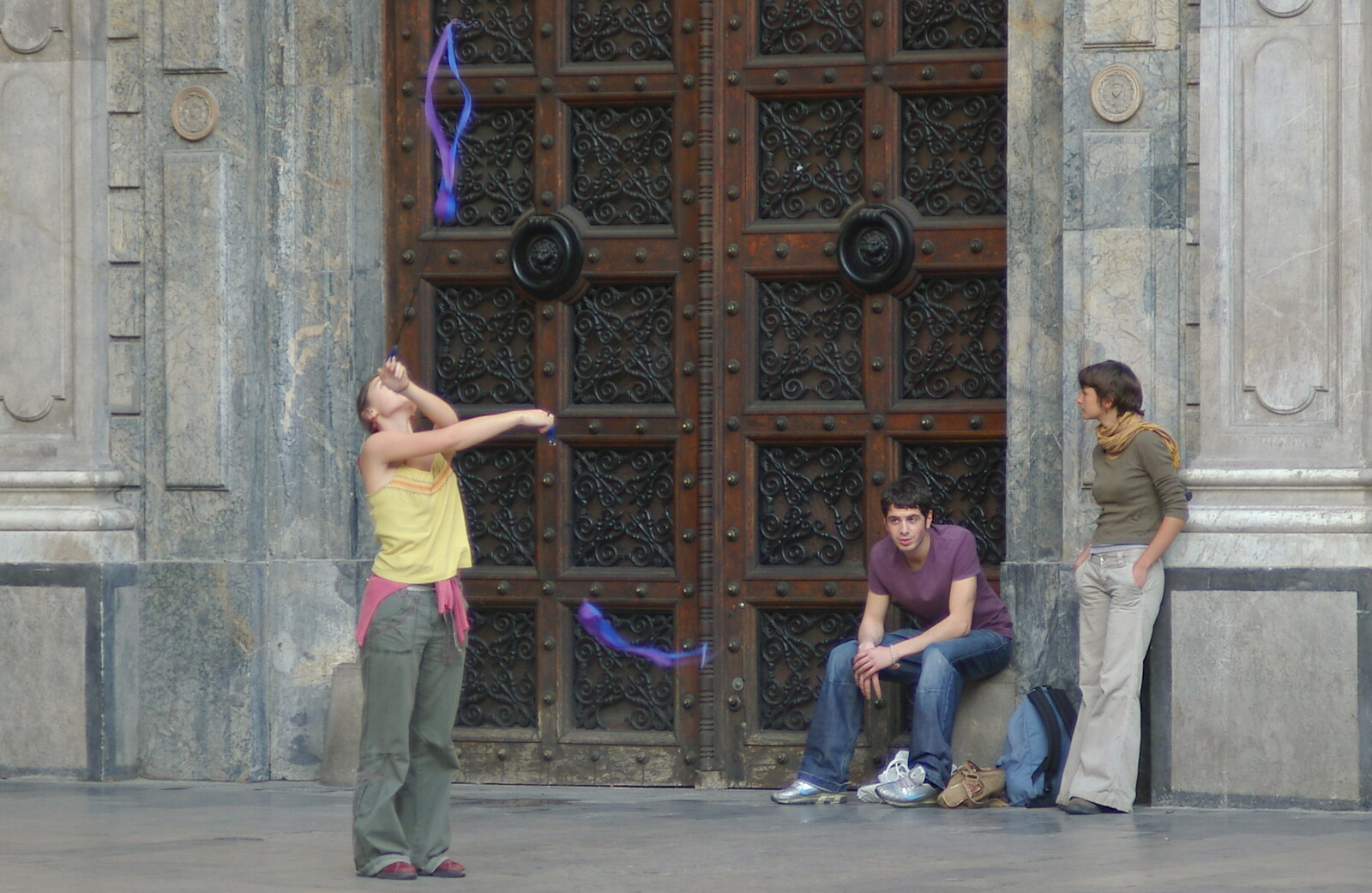 A girl does some ribbon work from Montjuïc and Sant Feliu de Guíxols, Barcelona, Catalunya - 30th April 2005