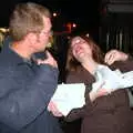 Marc shows off some partly-chewed lettuce to Jen, Music at the Waterfront and Upstairs at Revolution Records, Diss - 8th May 2005