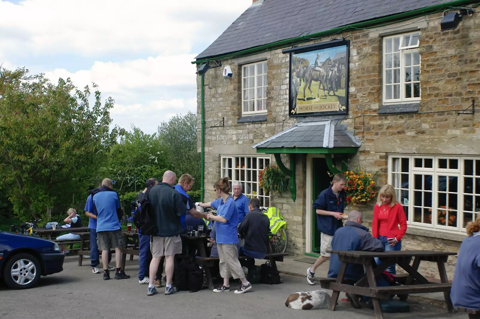 Outside the Horse and Jockey - our lunch stop, from The BSCC Weekend Trip to Rutland Water, Empingham, Rutland - 14th May 2005