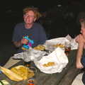 Wavy gets the chips in outside the Cock Inn, BSCC Bike Rides and Fun With Diffraction Gratings, Gissing and Diss - 26th May 2005