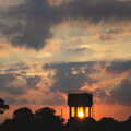 The sun sets through the water tower at Redlingfield, BSCC Bike Rides and Fun With Diffraction Gratings, Gissing and Diss - 26th May 2005