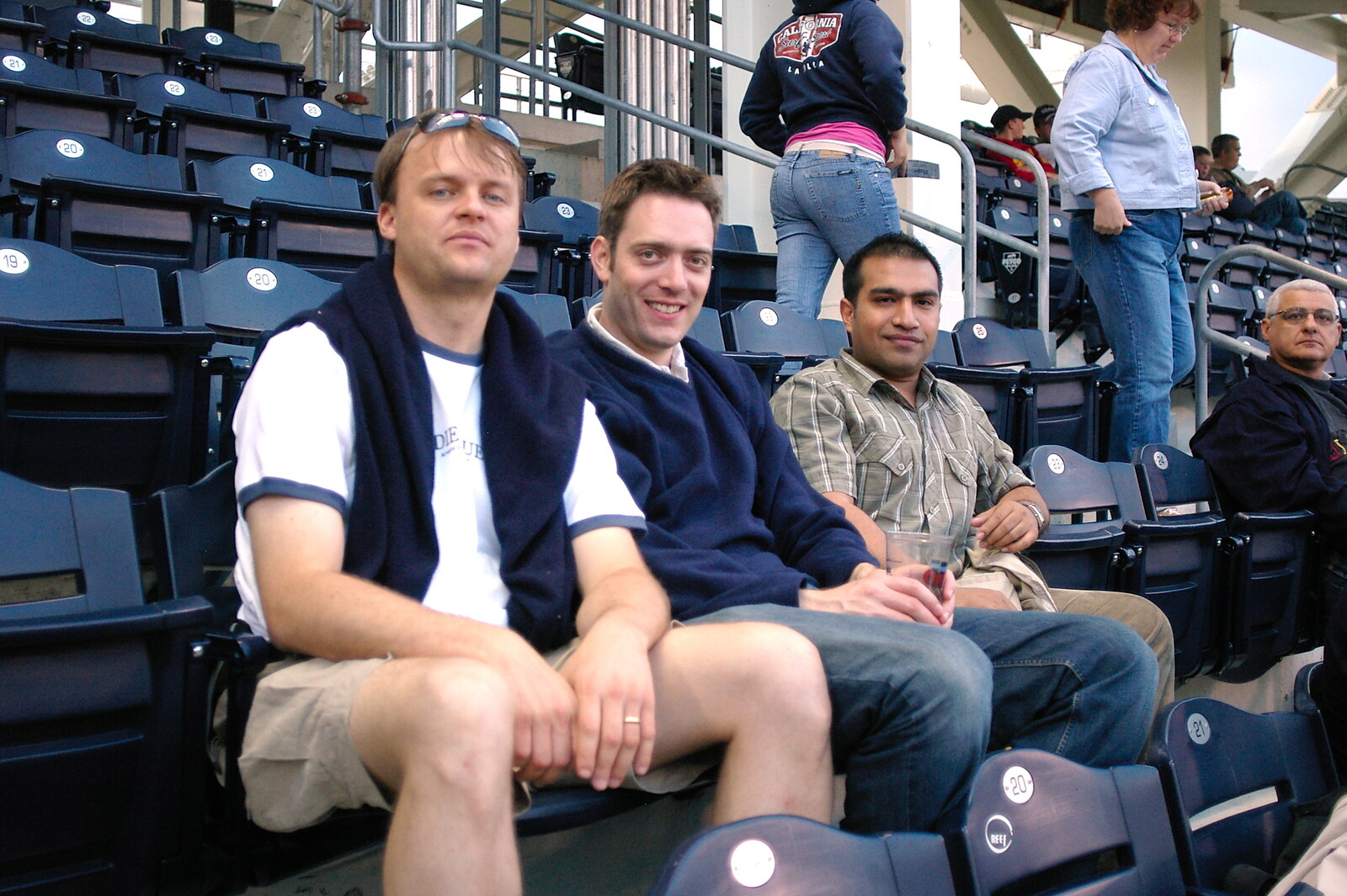Nick, Stefan and Anwar up in the bleachers from The Padres at Petco Park: a Baseball Game, San Diego, California - 31st May 2005