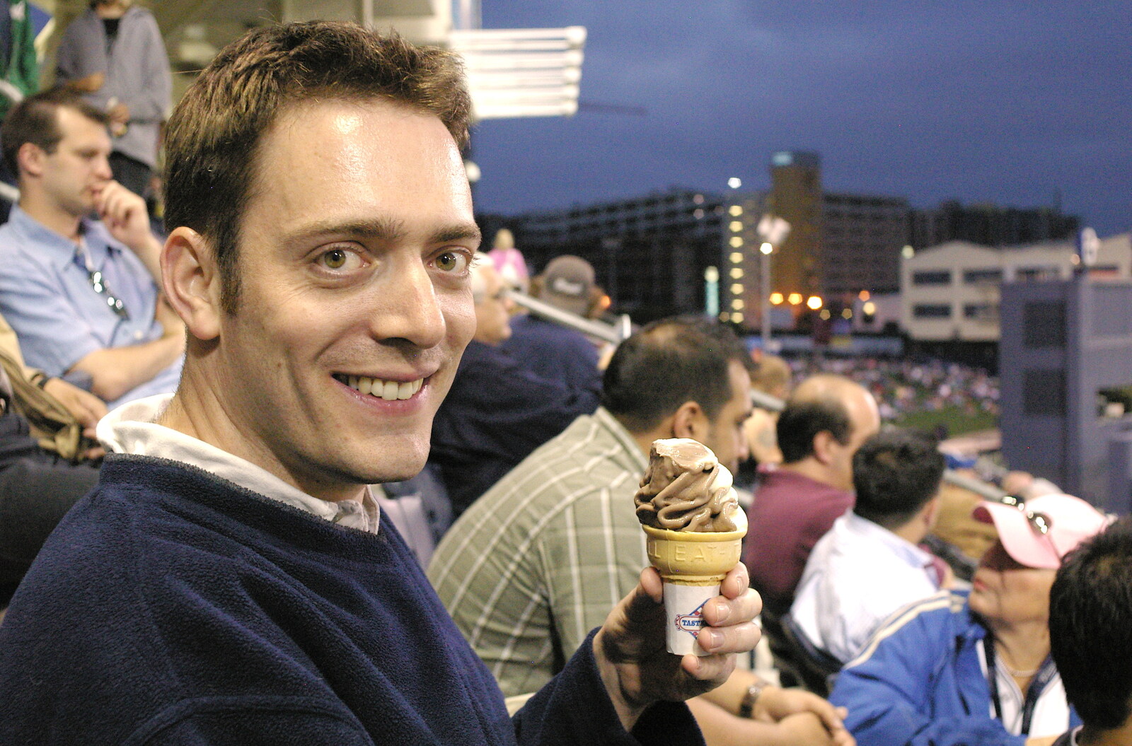 Stef holds up his ice-cream tub from The Padres at Petco Park: a Baseball Game, San Diego, California - 31st May 2005