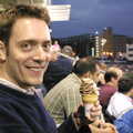 Stef holds up his ice-cream tub, The Padres at Petco Park: a Baseball Game, San Diego, California - 31st May 2005