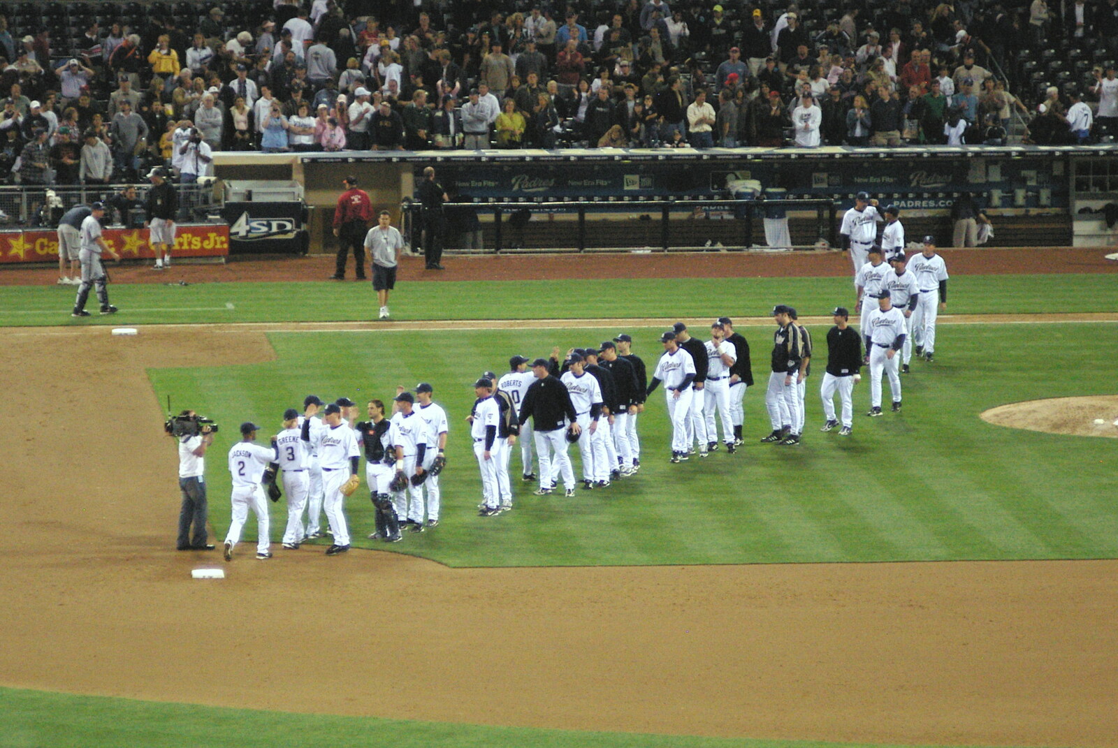 The teams shake hands from The Padres at Petco Park: a Baseball Game, San Diego, California - 31st May 2005