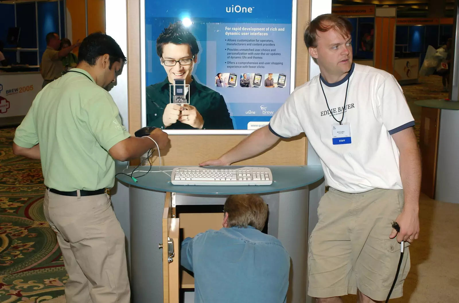 Luke helps us set up the stand, from The BREW Developers Conference, San Diego, California - 2nd June 2005